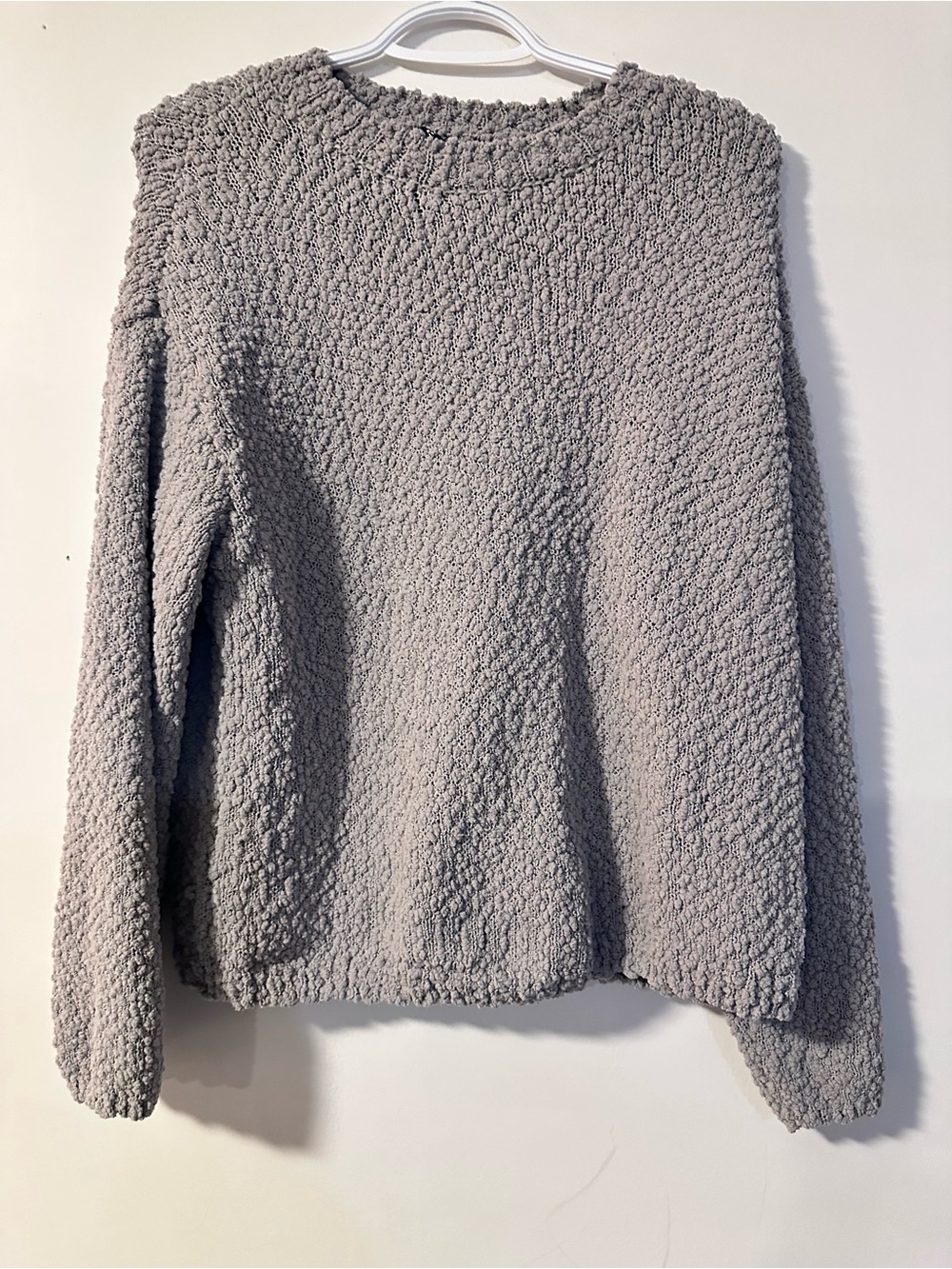 H&M Plush Textured Crewneck Sweater - Light Gray